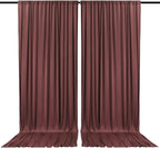 2 Panels Red Brown Backdrop Curtain, 10 x 7 Feet Background Curtains for Parties, Weddings, Baby Showers, Bachelorette Halloween, Christmas Birthday Party Photoshoot Backdrop Curtains Decorations