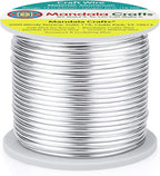 Mandala Crafts 14 Gauge Anodized Aluminum Craft Wire for Jewelry Making - 60 FT Colored Flexible Silver Tone Wire - Bendable for Bonsai Armature Crafting Sculpting