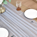 Joanlody Fall Pearl Table Runner 10ft Rustic Boho Tulle Table Runner with Pearls for Baby Shower Wedding Party Veil Dessert Thanksgiving Table Decor Blue 4pcs