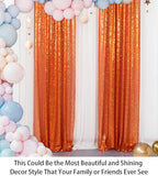 ShinyBeauty Orange Sequin Backdrop Curtains 2 Panels 2FTx8FT Orange Sparkly Sequin Photo Background Shimmer Backdrop Curtains for Party Glitter Curtains Halloween Backdrop Studio Backgrounds