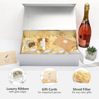 LIFELUM Gift Boxes with Lids,5 Pack 13.85 x 8.35 x 4.45 inch Silver Gift Boxes with Ribbon, Card, Shredded Paper Filler Gift Boxes for Presents,Graduation,Christmas,Birthdays