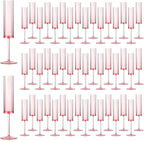 50 PCS Pink Champagne Flutes Plastic 5.4 OZ Clear Acrylic Champagne Flutes Sparkling Wine Glasses Wedding Table Decorations Reusable For Valentines Toasting Engagement Party Supplies (Pink, 50 Pack)