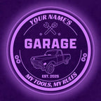 Custom Pickup Truck Garage Sign – Personalized LED Color Changing Acrylic Wall Decor for Garage, Workshop, or Man Cave (Garage 1, 20 INCHES)
