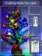4 Pack Fairy Lights Battery Operated with Remote Control Timer, 26 FT 80 LED String Lights Outdoor Indoor, 8 Mode Twinkle Lights for Christmas Party Wedding Birthday Bedroom Decorations (Multicolor)