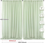 PARTISKY 10x10ft Sage Green Chiffon Sheer Backdrop Curtains, Wrinkle-Free Wedding Backdrop Drapes for Birthday Party Ceremony Arch Stage Decor Background for Photography 5x10ft,2 Panels