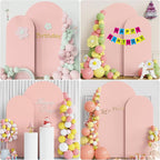 Fomcet Wedding Arch Cover 7.2FT, 6FT Pale Pink Spandex Fitted Fabric Arch Backdrop Covers 2 Set for Round Top Chiara Arched Backdrop Stand Cover for Wedding Birthday Party Baby Shower Decor