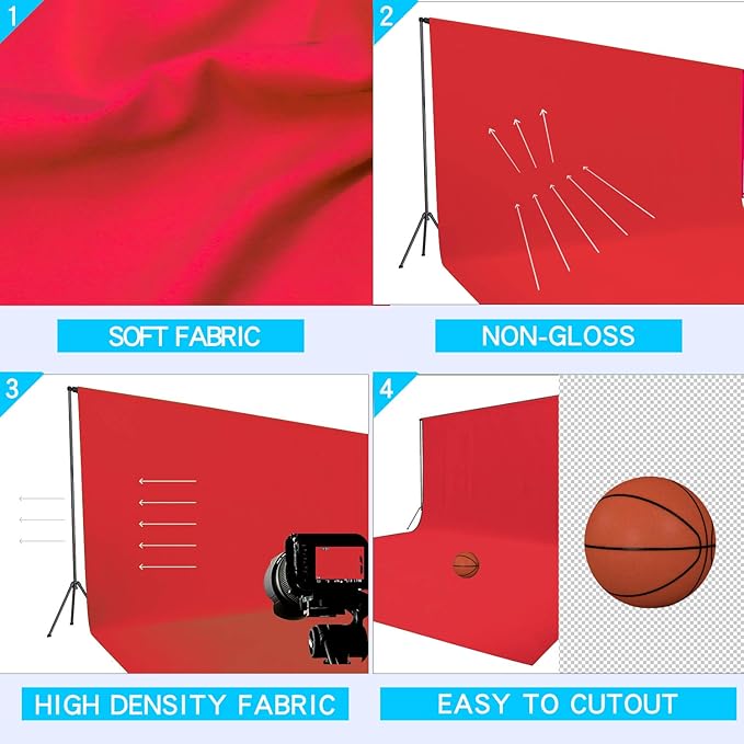 ISSUNTEX 10X20 ft Background Muslin Backdrop, Photo Studio, Collapsible High Density Screen for Video Photography and Television-Red