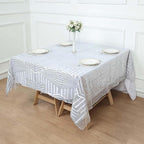 Efavormart 72" Silver Sparkly Sequin Geometric Tulle Square Table Overlay