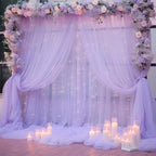 30×10ft Purple Tulle Backdrop Curtain with Lights String for Parties, Sheer Photo Backdrop Curtains for Wedding Party Photography Background