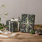 RUSPEPA Wild Flower Wrapping Paper Roll for Women Girls, Mini Roll, Elegant Black Floral Design Gift Wrap Paper Perfect for Birthday, Bridal Shower, Spring, Wedding, Mother's Day, 17 Inch x 16.4 Feet