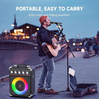 Karaoke Machine with 2 Microphones: HWWR Portable Karaoke Machine for Adults Kids, Party Bluetooth Speaker with Bass/Treble Adjustment, PA System with Remote Control/LED Lights, Support REC/USB/AUX