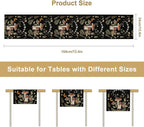 Mushroom Kitchen Table Runner, Boho Vintage Wild Flower Gothic Witchy Moonlit Forest Plant Table Runner for Bedroom Living Room Kitchen Dinner Table, 13x90 Inch