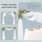 8 Panels Wedding Arch Draping Fabric 28" x 20Ft Wedding Arch Drapes Chiffon Fabric Drape Sheer Backdrop Curtain for Weddings Party Swag Ceremony Birthday Arbor Drapery Reception Ceiling Décor(White)