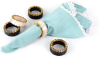 Epoxy Resin Napkin Rings Set of 12 - Rustic Napkin Holders for Dining Tableware, Dinning Table, Everyday, Wedding, Anniversary Festival Thanksgiving Party of Table Setting (Black White) - CLEENTABLE