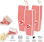 50 Pcs Small Popcorn Boxes for Party 5.5 Inches Tall Red & White Striped Popcorn Bags Mini Popcorn Buckets & Popcorn Bowl for Movie Theater, Home, Carnival Decorations (50)