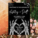 Gothic Halloween Wedding Welcome Sign, Til Death Do Us Part, 4mm Thick Plastic, 12"x18", Ground Stake