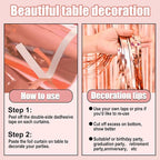 3 Pack 29 x108 Inch Rose Gold Foil Fringe Table Skirts Metallic Banner for Tinsel Streamer Garland Backdrop for Parade Floats Wedding Thanksgiving Birthday Christmas New Year Party Decoration
