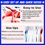 6 Pack 10 Ft White Blue Red Foil Fringe Garland Metallic Streamers Tinsel Banner Wall Hanging Garland Backdrop for Parade Floats, Halloween, Christmas, Thanksgiving, New Year Party Decorations