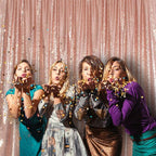 SquarePie Sequin Backdrop Curtain Not See Through Background for Wedding Party 5FT x 7FT Rose Gold