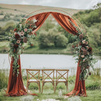 Wedding Arch Draping Fabric 4 Panels 28.7" x 20FT Terracotta Sheer Chiffon Backdrop Drapes for Wedding Ceremony Birthday Party Bridal Shower Outdoor Decoration