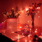 100 Pack Red Fairy Lights 7Ft 20 LED Twinkle String Lights 3 Modes Battery Operated Waterproof Firefly Starry for Mason Jar Party Wedding Christmas Valentines Day Table Centerpieces