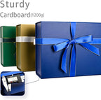 LIFELUM Navy Blue Gift Boxes 2 Pack 13.85 x 8.35 x 4.45 inch, Gift Box for Presents with Ribbon,Card,Shredded Paper Filler Magnetic Closure for Business, Father's Day, Holidays,Birthdays