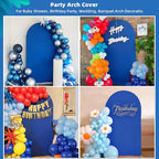 HEMMOTOP Blue Arch Cover 7.2 ft (No Arch Backdrop Stand), Spandex Wedding Balloon Stretchy Arch Backdrop for Photo, Round Top Stand Covers for Party Birthday Baby Shower Anniversary Decoration