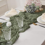 Sage Green 1 Pack Cheesecloth Table Runner 120 Inch 10 FT Boho Rustic Gauze for Wedding Baby Shower Party Farmhouse Summer Home Decor Washable