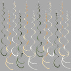 36Pcs Sage Green Hanging Swirl Decoration Olive Green Tan Brown Cream Neutral Felt Swirl Streamer Spiral Ceiling Garland for Greenery Safari Jungle Woodland Birthday Baby Shower Wedding Party Supplies