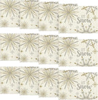 Artoid Mode Beige Snowflake Let It Snow Winter Placemats Set of 12, 12x18 Inch Seasonal Christmas Table Mats for Party Kitchen Dining Decoration