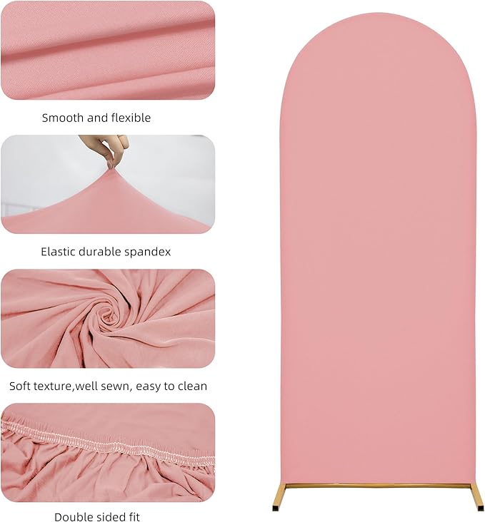 Wedding Arch Covers Arch Backdrop Cover Arch Stand Covers 7.2FT 6.6FT 6FT Set of 3 Arch Cover Spandex Fabric Stretchy Backdrop for Wedding Birthday Party Decoration Baby Shower (Light Pink)