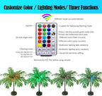 23In Color Changing Light Up Palm Tree - Battery/USB Powered Artificial LED Lights for Tropical Party Decorations, Luau Summer Hawaiian Home Table Top Decor