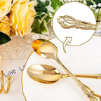 30PCS Gold Plastic Spoons - Gold Soup Spoons Disposable - 8.1 Inch Heavy Duty Plastic Silverware - Heavyweight Elegant Disposable Utensils for Catering, Parties, Dinners, Weddings