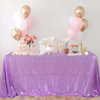 ShinyBeauty Lavender Table Cloths for Party 2 Packs, 72X72 Inch Sequin Tablecloths Square Shimmer Tablecloth Overlay Lilac Tablecloths Rectangular for Wedding, Birthday Tables