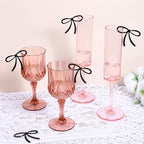 20 Pcs Bows for Champagne Glasses, Acrylic Drink Tags, Bows Drink Charms, Wine Glass Charms Black Bow Decor for Bachelorette Birthday Wedding Coquette Tasting Party Decor Accessory
