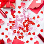 Fangoo 110 Pieces Red Pink Acrylic Heart Gems for Valentine's Day Decor Heart Rocks Vase Filler Table Scatter for DIY Crafts Engagement Wedding Anniversary Home Decoration