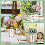 12PCS Transparent Glass Flower Vases for Centerpieces Boho Cylinder Bud Vases in Bulk Mason Jars for Weddings, Parties & Vintage Home Decor(Transparent 12)