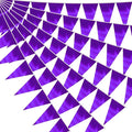 20M/65FT Purple Triangle Pennant Banner Flag Metallic Fabric Bunting Garland for Christmas Graduation Wedding Engagement Anniversary Bachelorette Birthday Bridal Shower Valentines Hen Party Supplies