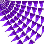 20M/65FT Purple Triangle Pennant Banner Flag Metallic Fabric Bunting Garland for Christmas Graduation Wedding Engagement Anniversary Bachelorette Birthday Bridal Shower Valentines Hen Party Supplies