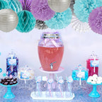 Purple-Blue Silver Frozen Christmas Party Decorations - 14pcs Winter Girl Birthday New Year Paper Lanterns Fan,Tissue Pom Poms Streamers,Honeycomb Balls,Mermaid Baby Shower Decor Lasting Surprise