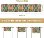 Bohemian Patchwork Table Runnerboho Colorful Tile Patchwork Indian Floral Print Table Runner for Home Kitchen Indoor Outdoor Party Wedding Decor, 13x108inch