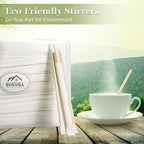 100Pcs Bamboo Coffee Stirrers Individually Wrapped – Coffee Stir Sticks 5.5 Inch, Stir Sticks For Coffee Bar, Disposable Stir Sticks for Coffee and Cocktail