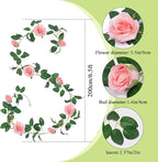 U'Artlines 3 Pack Artificial Pink Rose Vines Floral Garlands Total 19.5 Ft Fake Vine Silk Flower Garland for Indoor Outdoor Home Wedding Arch Garden Wall Decoration