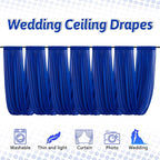 DUOBAO Royal Blue 5x20ft Chiffon Drapes | 6pc Elegant Sheer Wedding Backdrop Curtains | Perfect for Tent, Banquet Hall, and Photography