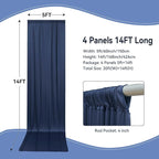 20×14ft Wrinkle Free Navy Blue Backdrop Curtain for Wedding Parties,4 Panels 5×14ft Height Soft Silky Polyester Photo Backdrop Drapes Curtains for Birthday Photography Stage Events Background Cloth