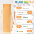 Crystal Organza Fabric Tulle 11 Inch by 50 Yards Sheer Tulle Rolls for DIY Craft Wedding Party Baby Shower Decor Gift Wrapping Party Supplies (Gold)