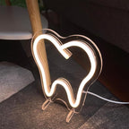 Teeth Table Number Neon Sign Desk Lamp Night Light Wedding Letter LED Neon Sign Wedding Table Decorations Neon Light Shop Bedroom Home Room Decor Christmas Party Warm White USB 20×18 CM