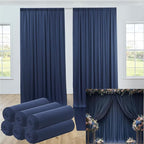 30ftx12ft Wrinkle Free Navy Blue Backdrop Curtain, 6 Panels 12FT Height Navy Blue Wedding Backdrop Drapes, Silky Polyester Back Drop Cloth for Birthday Photography Background Party Backdrop Draping