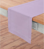 Solino Home Cotton Linen Table Runner 60 Inches - Lavender Ice Hemstitch Table Runner 14 x 60 Inch Ideal for Dresser and Coffee Tables