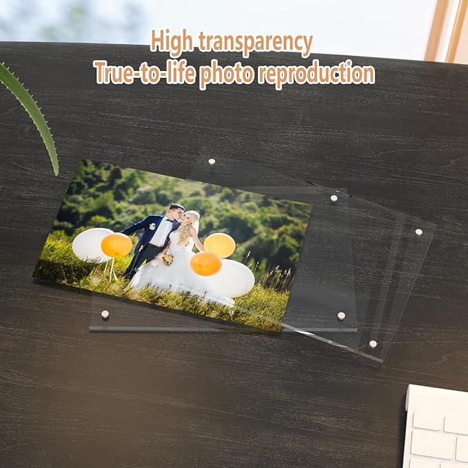 HELPLEX Picture Frames, 3 Pack 5x7 inch Acrylic Picture Frame Clear 5 x 7 Photo Frames Magnetic Picture Frames Ready for Tabletop Display, Effectively Protect Photos from Fading and Yellowing